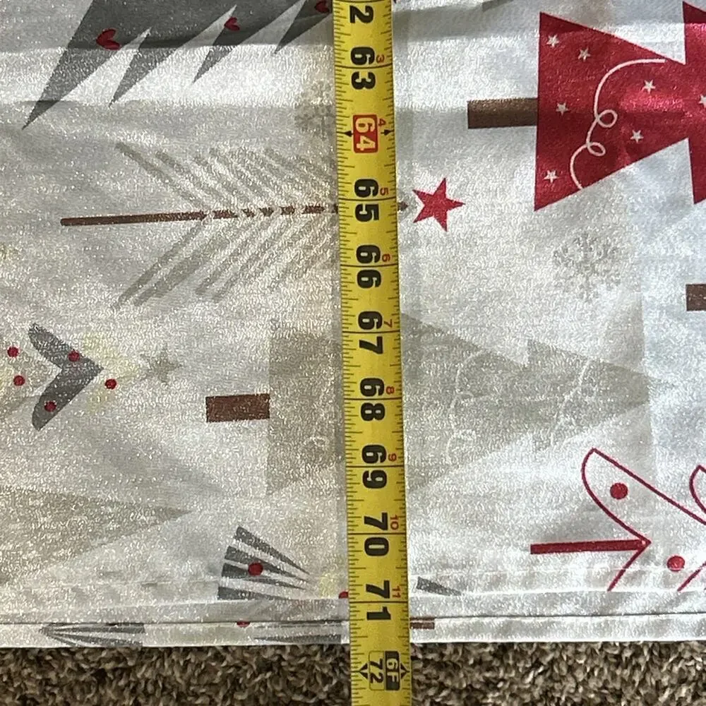 Christmas Tree Fabric Shower Curtain 6FT Silver Holiday Winter Bathroom Decor